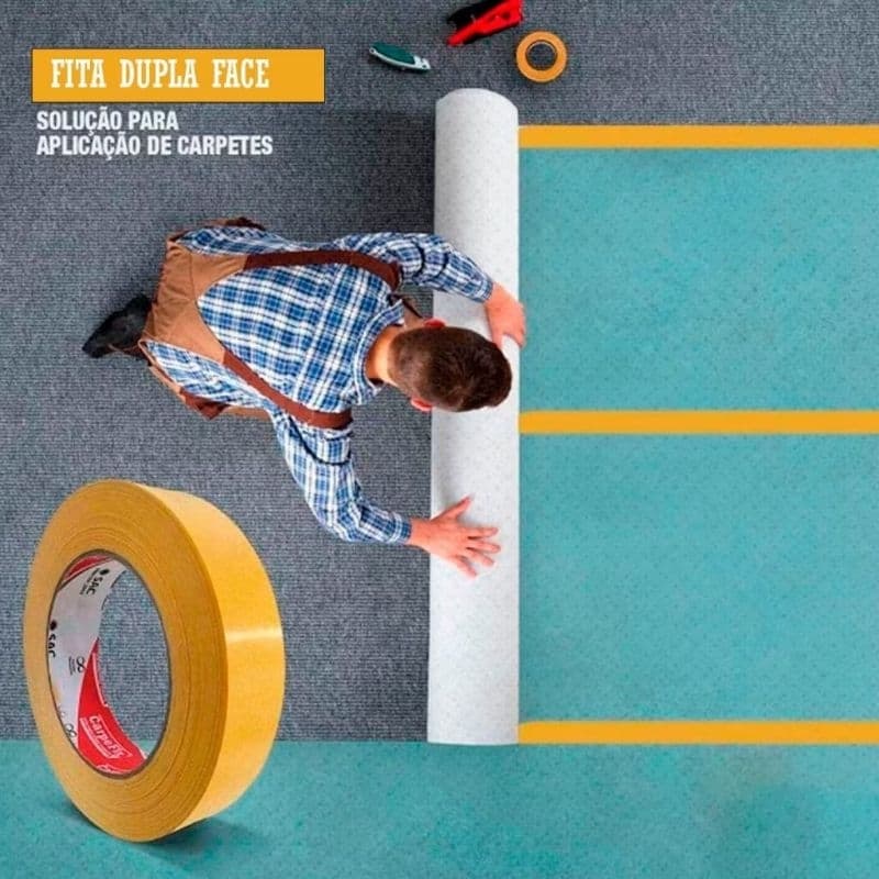 Fita dupla face,30mm x 20m, produto de primeira linha, ideal para decorações e carpetes.