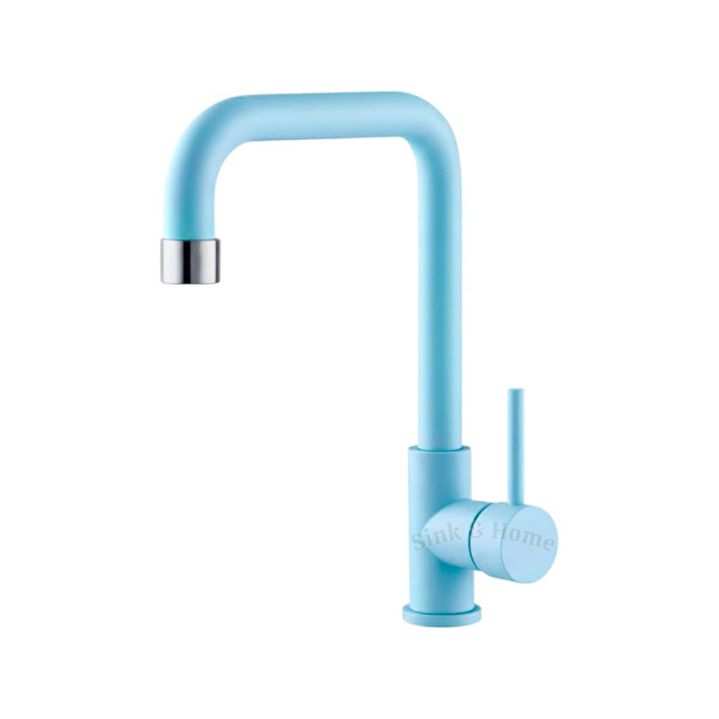 Torneira De Bancada Azul Claro Cuba Pia Metal Cozinha 26cm