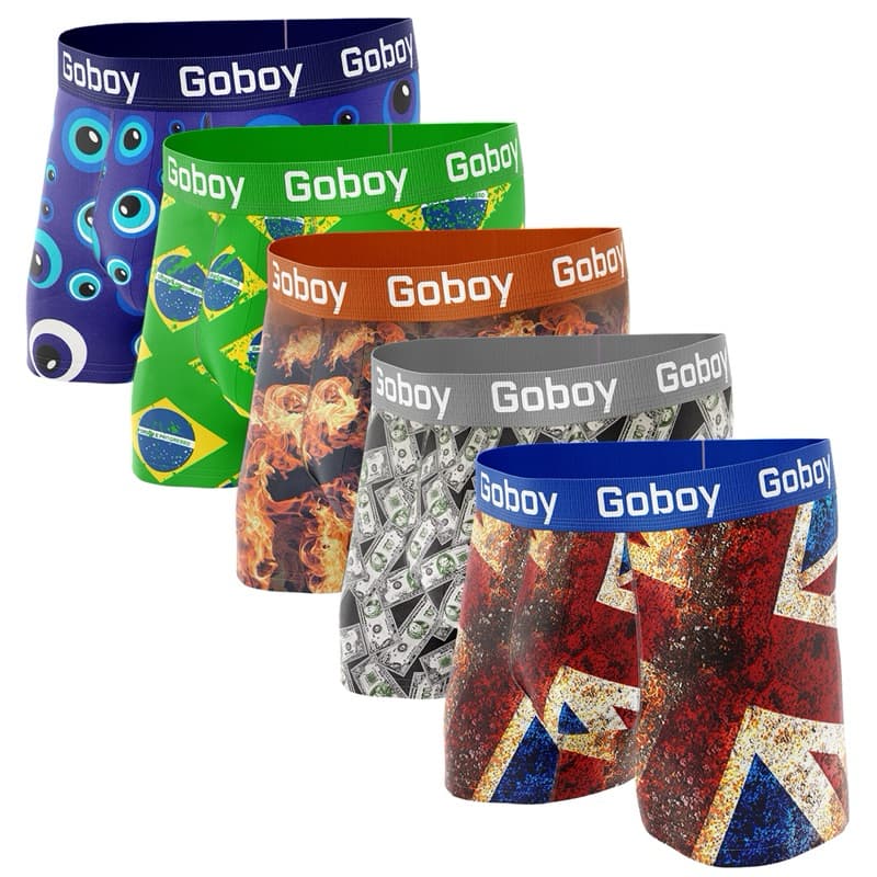 Kit com 5 Cuecas Boxer Masculino em Microfibra Estampado Cuecas Box Adulro Conforto para o dia a dia.
