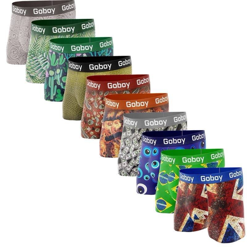 Kit com 10 Cuecas Boxer em Microfibra Estampado Cueca Box  Masculino Adulto mais Conforto para o Dia a Dia.