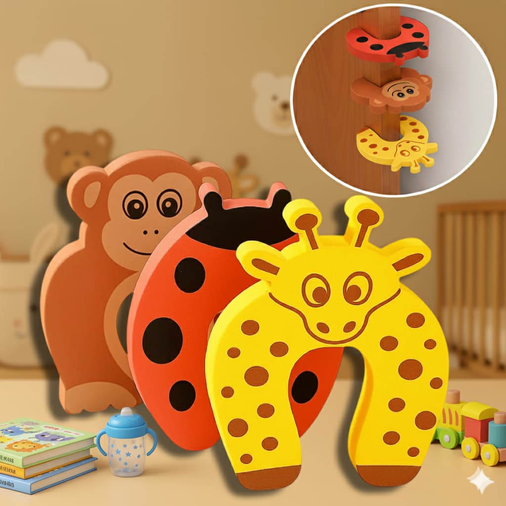 Protetor Trava De Porta Bloqueio Eva Segurança Infantil Bebê Criança Salva Protege Dedos Kit C/ 3 Un