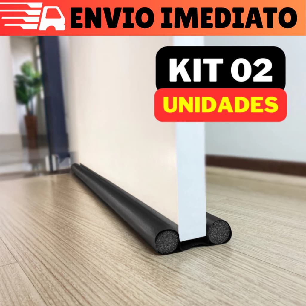 Kit 02 Veda Porta Pó Rolinho 80cm Protetor Impermeável Ajustável Vedação Proteção Contra Insetos