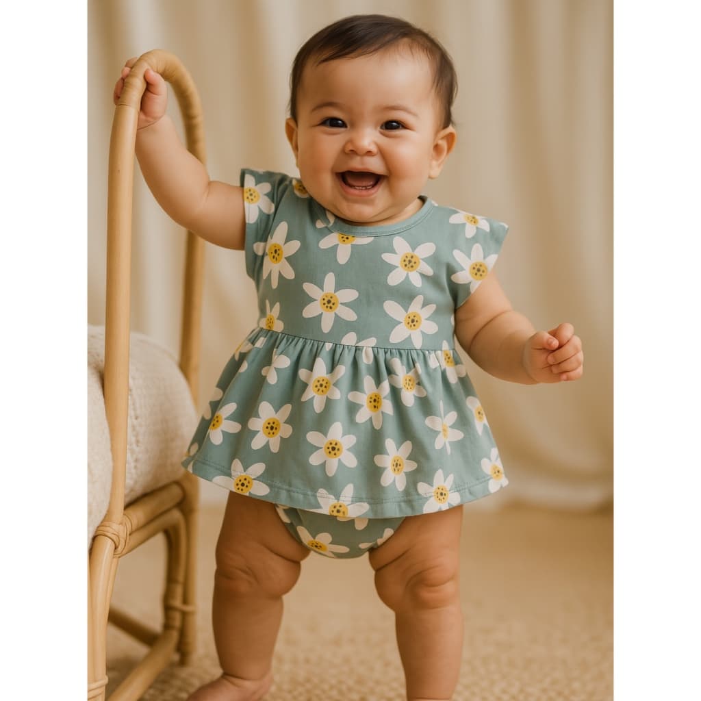 Vestido Body Bebe para Menina Manga Curta 3 a 12 meses infantil