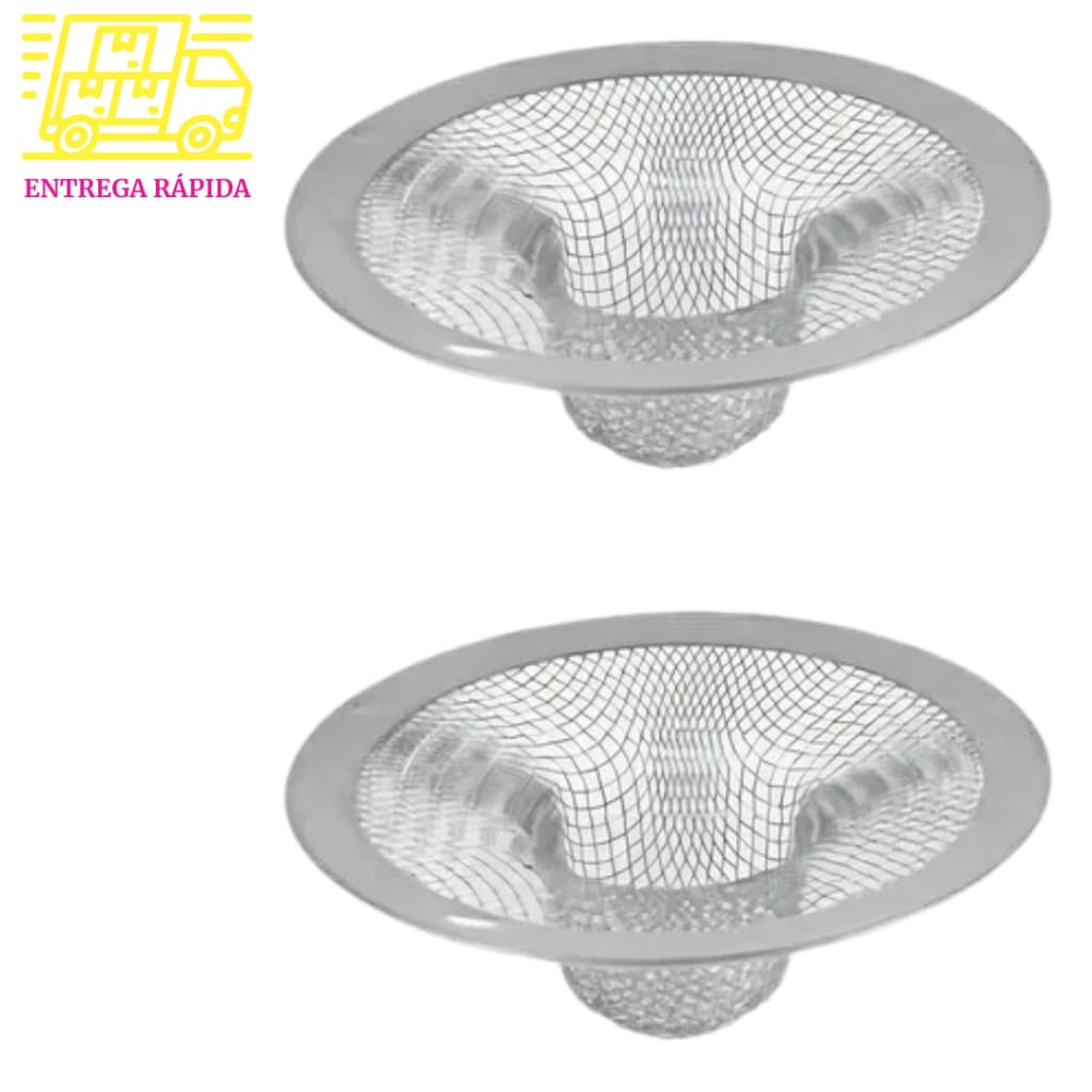 Kit Ralo Ralinho para Pia de Cozinha Banheiro Tanques Cestinha Borda em Aço Inox Premium 7cm Cuba