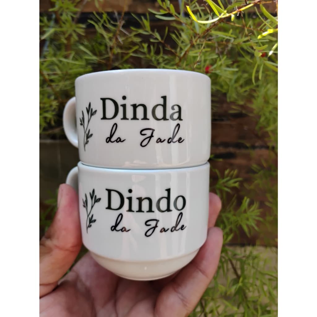 Kit Xícaras Personalizada Para Dindos Padrinhos E MADRINHAS Minimalista Com Nome OU FRASE 180ml