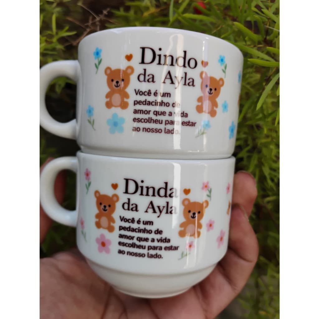 Kit 8 Xícaras Personalizada Para Dindos Padrinhos E MADRINHAS Minimalista Com Nome OU FRASE 180ml