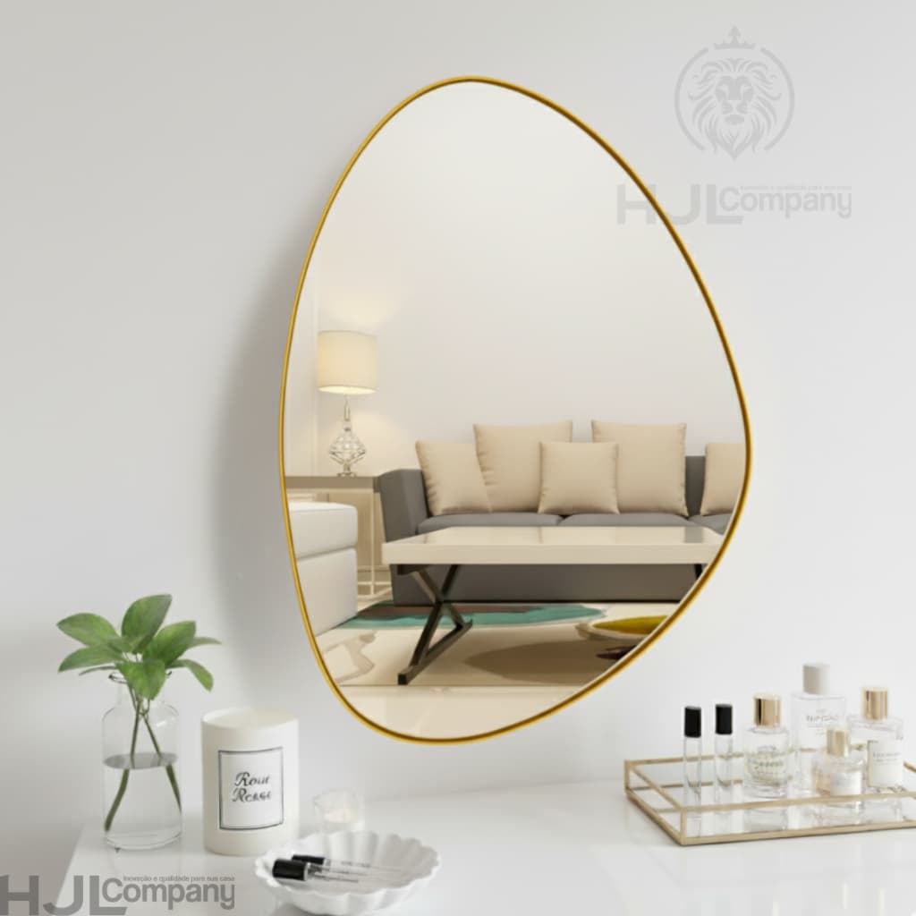 Espelho Orgânico Assimétrico Decorativo Moldura Moderno Para Banheiro Sala Quarto"