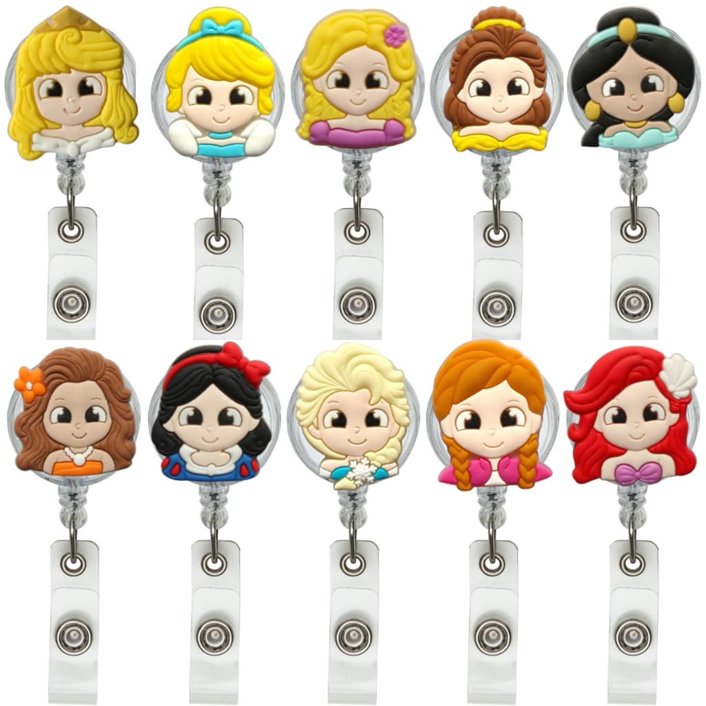 Porta Crachá Retrátil Personalizado Roller Clip Princesas Disney