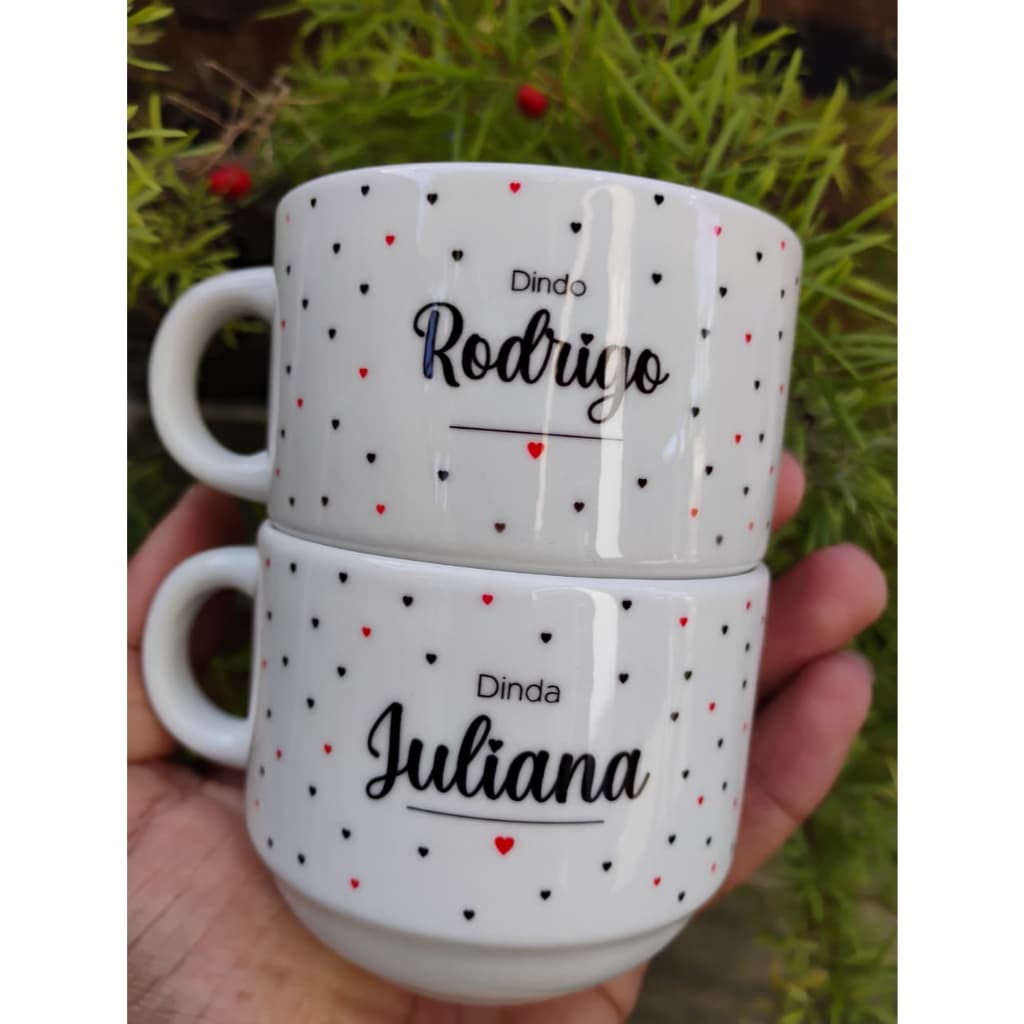 Kit Xícaras Personalizada Para Dindos Padrinhos E MADRINHAS Minimalista Com Nome OU FRASE 180ml