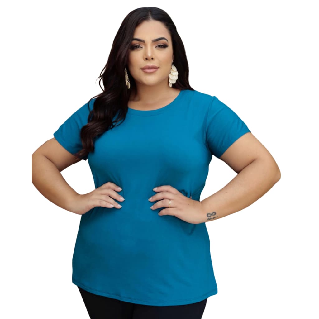 Blusa Básica Plus Size Feminina Viscolycra T-Shirt Básica Viscolycra Conforto e Caimento Perfeito