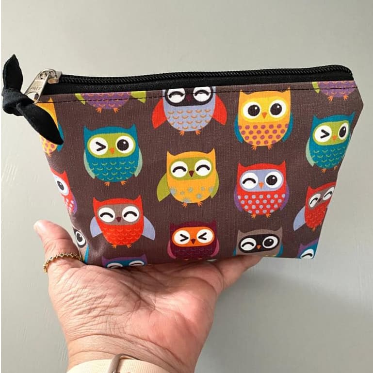 Necessaire Feminino Bolsa de Maquiagem Estampa Coruja Dia dos Professores