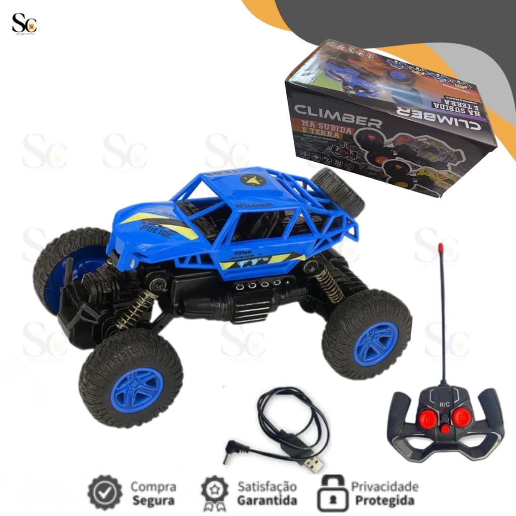 Carrinho Carro Controle Remoto Regarregável Off- Road Tração 4x4 Climber Jeep  De Brinquedo Presente
