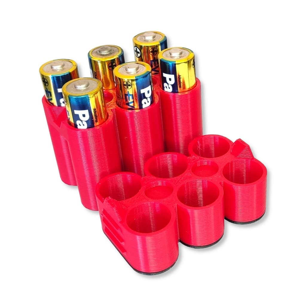 Porta Pilhas Estojo Organizador Com Tampa Plástico Case p/ 6 Pilhas AA