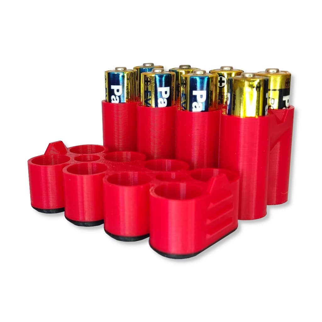 Porta Pilhas Estojo Organizador Com Tampa Plástico Case p/ 8 Pilhas AA