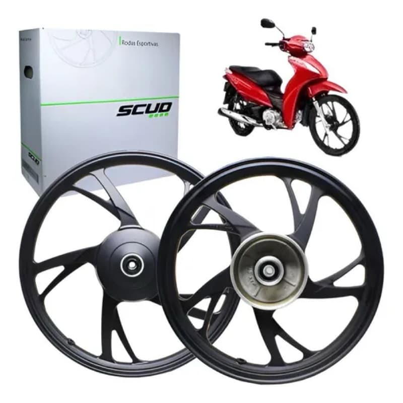 Rodao roda pe de galinha Biz 100 110 125 2005 até 2024 a Tambor ou Disco Scud preto