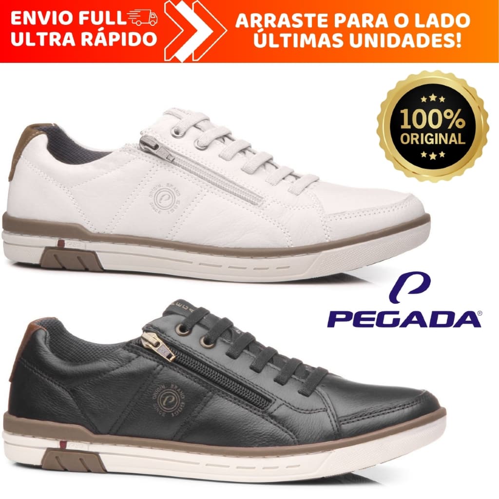 Sapatênis Pegada Masculino 100% em Couro Legítimo Original