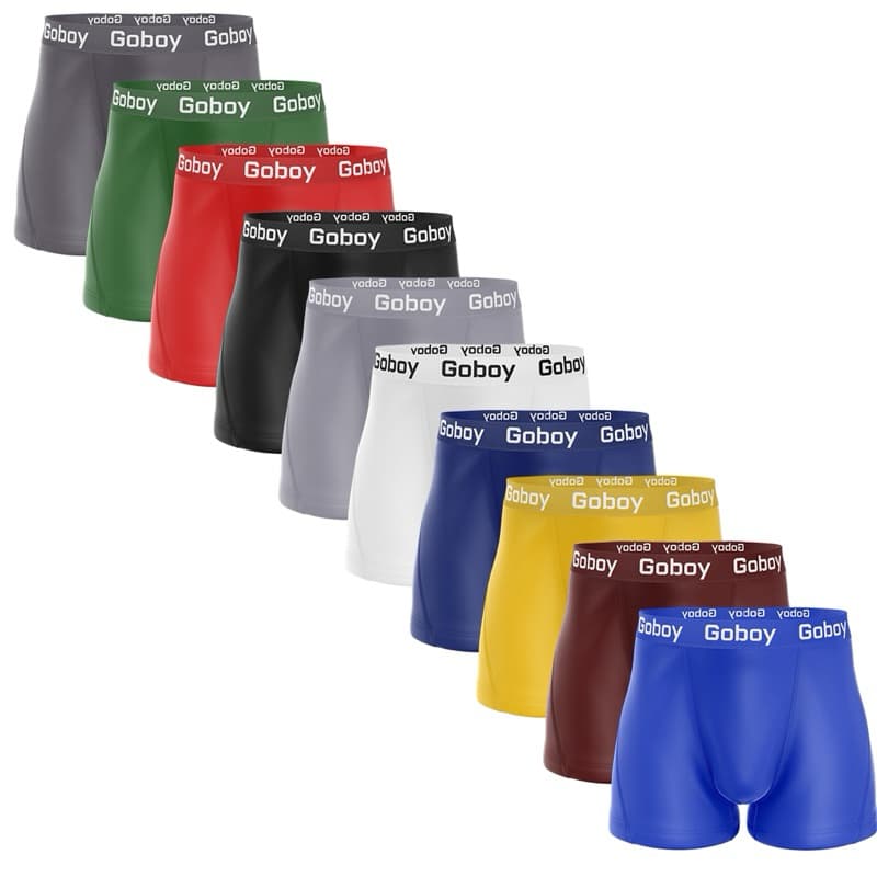 Kit com 10 Cuecas Boxer Plus Size em Microfibra Lisa Cueca Adulto Box Extra Grande Masculino.