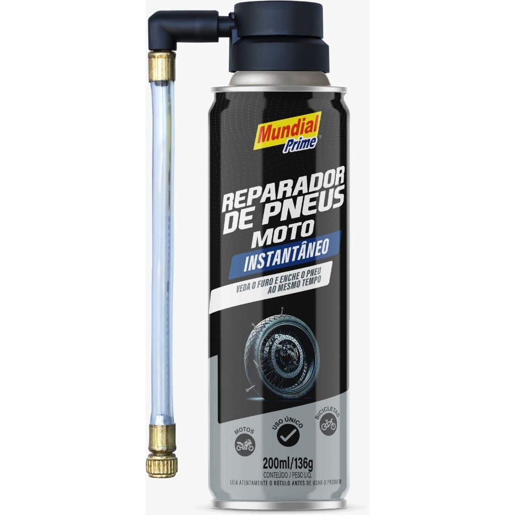 Reparador De Pneu Furado Instantâneo Para Moto 200ml - Mundial Prime