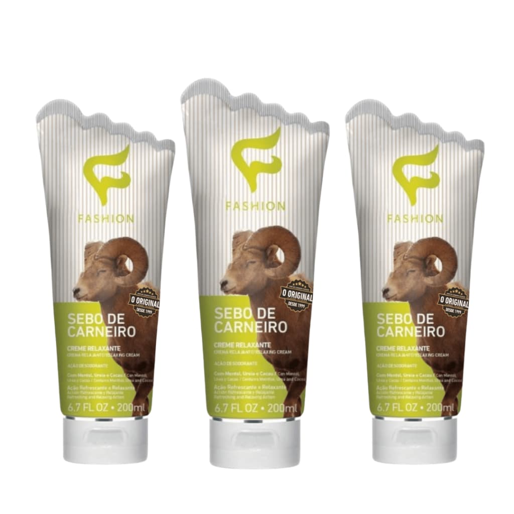 Sebo de Carneiro Creme Relaxante 200ml Kit Com 03 Unidades - Fashion Cosméticos
