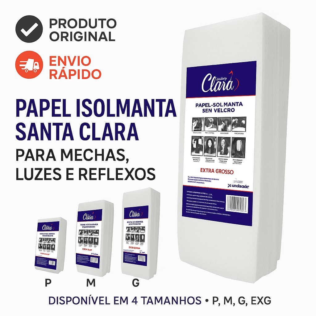 Papel Isolmanta Santa Clara Sem Velcro Para Mechas Luzes Reflexos – 36 Unidades