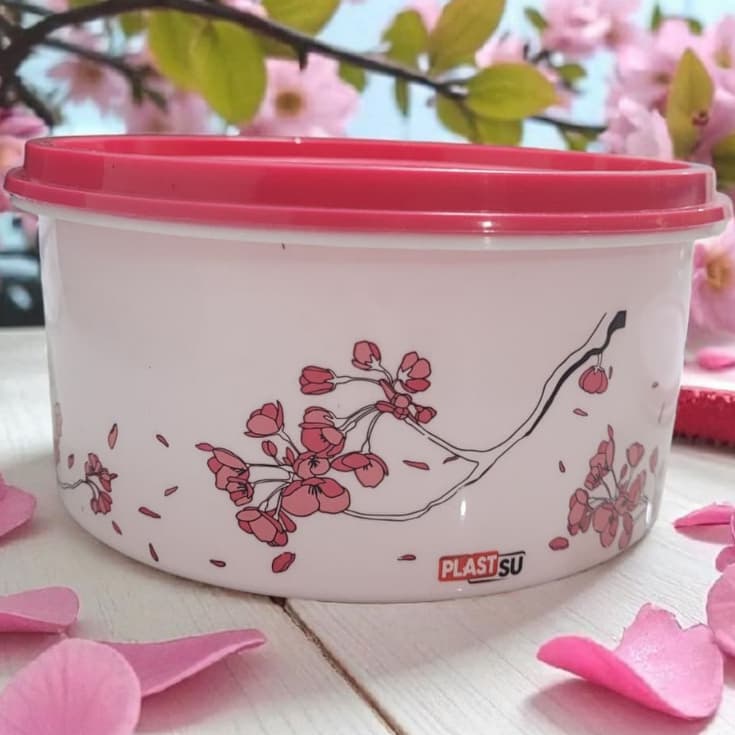 Pote Redondo Plastsu 1.1L com Tampa Conserva Alimentos Marmita  Plástico Resistente porta mantimento