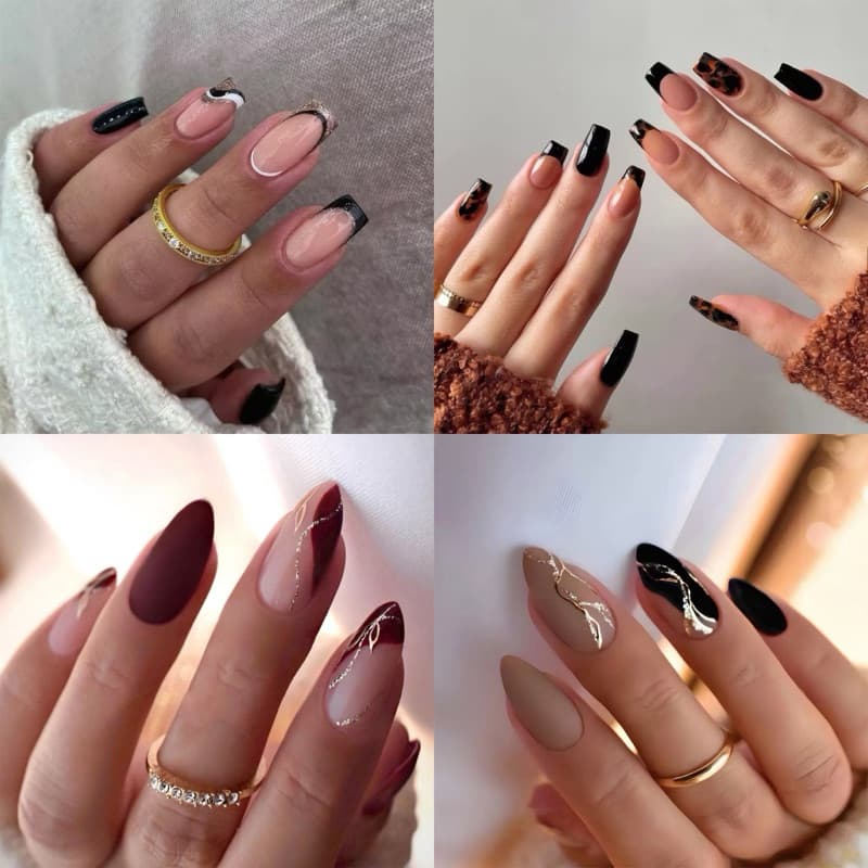 KOASIS Unhas Postiças 24 Peças de Namoro Realistas Decoradas com Cola, Press On Nails