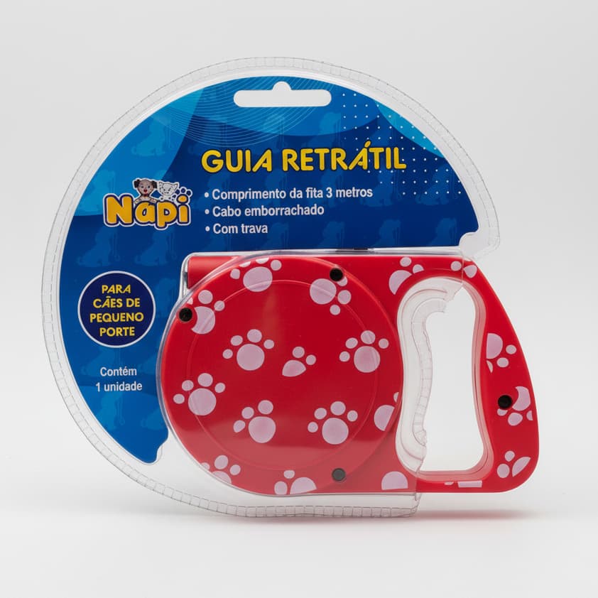 Guia Retrátil para Cães de Pequeno Porte com patinhas