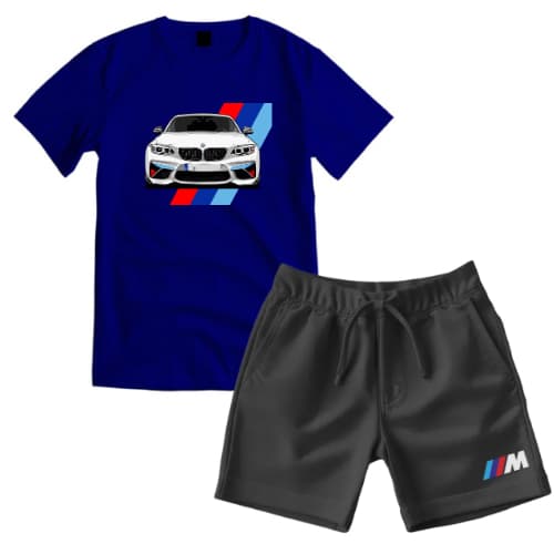 Kit Camiseta + Short BMW M Performace Infantil Juvenil Exclusivo 100% Algodão Conjunto