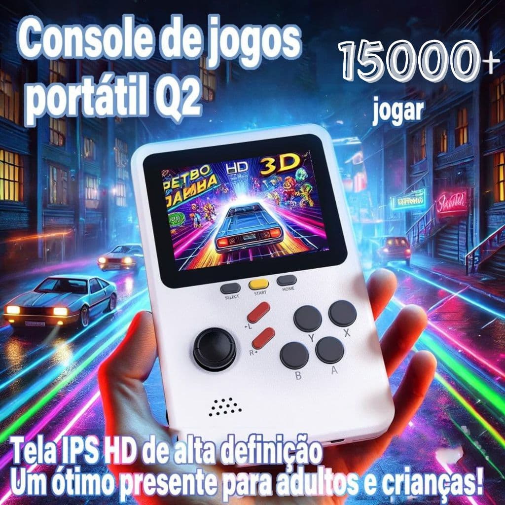Console Retrô Q2 PRO: 15.000+Jogos Clássicos + Tela IPS 3" + Bateria 1500mAh! Presente para Adultos e Crianças - Cartão