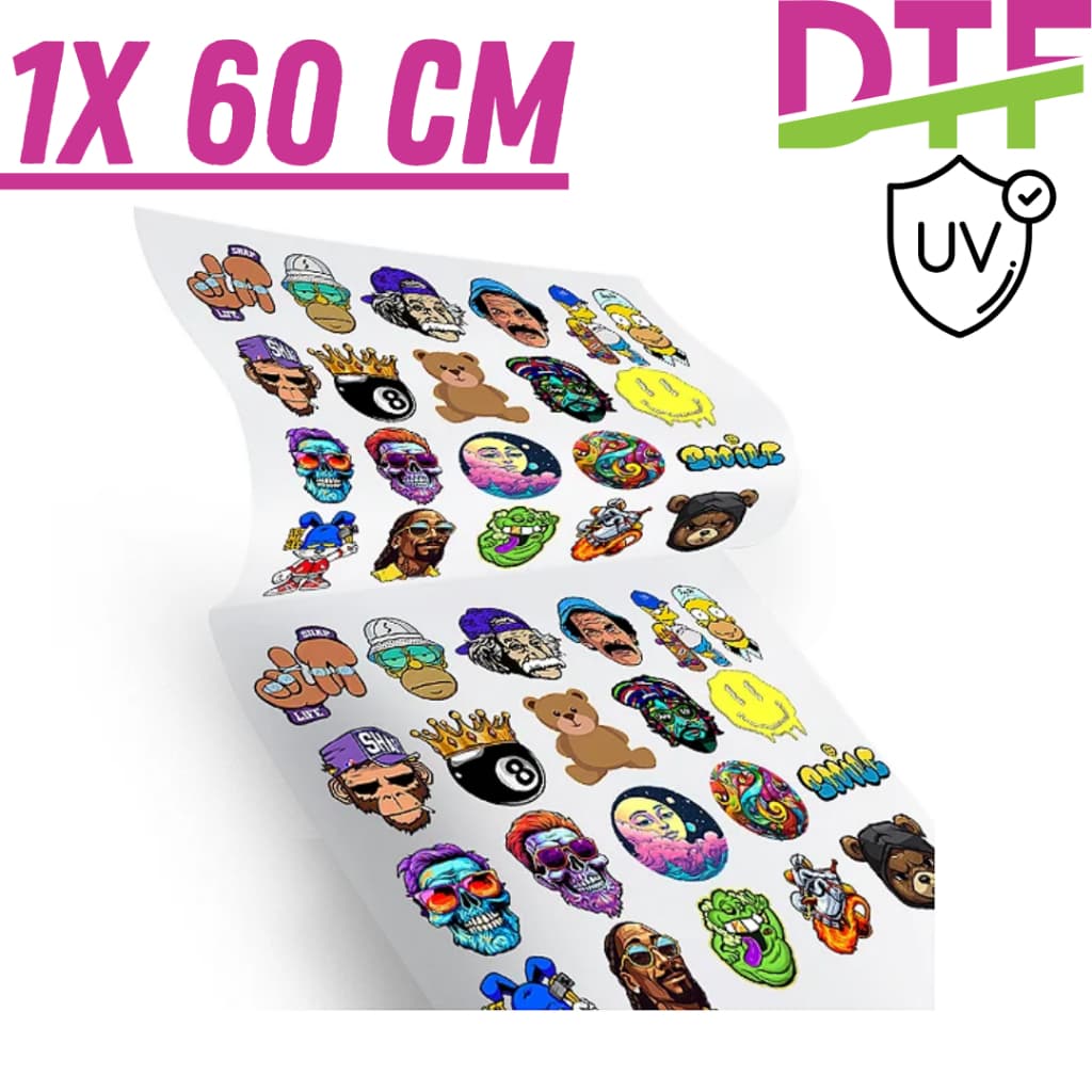 1 Metro Dtf Uv Adesivo impressão 60cm x 1 Metro Alta Qualidade Leia Descrição Ao Comprar Ja tenha Arquivo Pronto