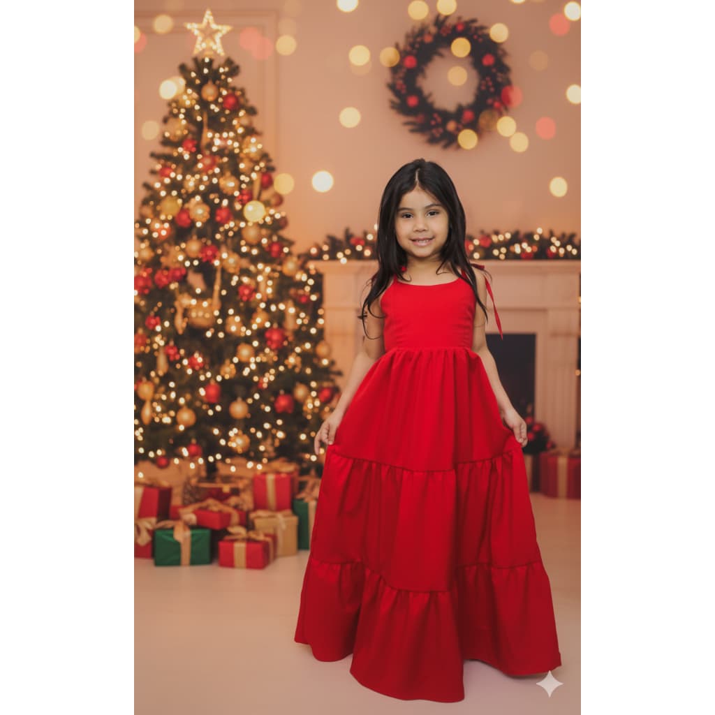 Vestido longo liso três Marias infantil e juvenil para lindas meninas elegantes
