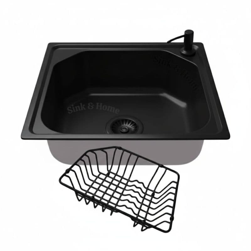 Cuba Coxinha Inox cor Preto 46 CM Bancada Sobrepor ou Embutir