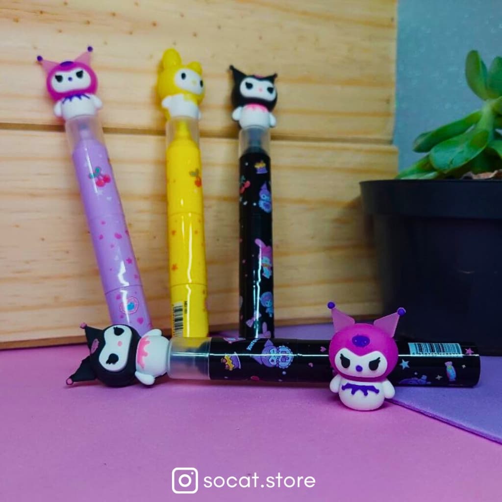 Marcadores de Texto Sanrio Marca-texto kit 3 cores de marca-texto Papelaria Kawaii Hello Kitty