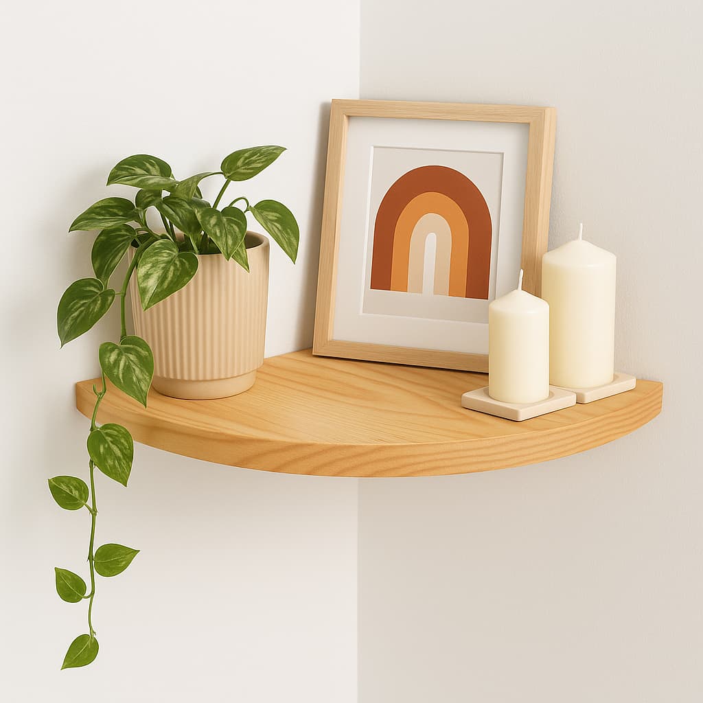 Prateleira de Canto Madeira Pinus 25x25cm 1, 2 ou 3 Unidades com Kit Instalação