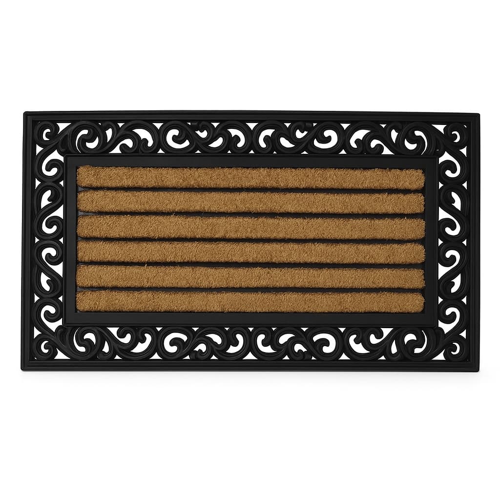 Tapete Capacho Fibra Horizontal 45x75cm Emborrachado Antiderrapante Kacyumara