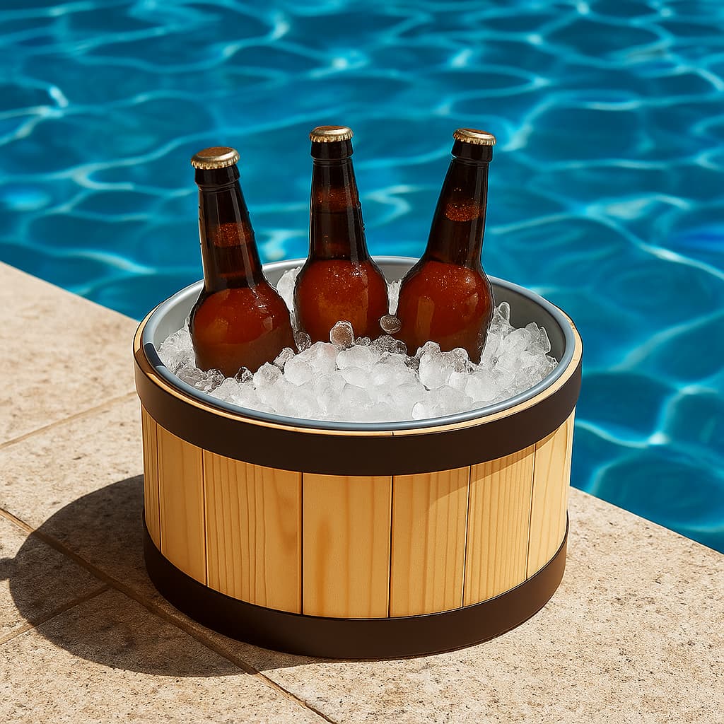 Balde de Gelo e Cerveja 9 Litros em Alumínio e Madeira - Ideal para Bar Festas Churrascos