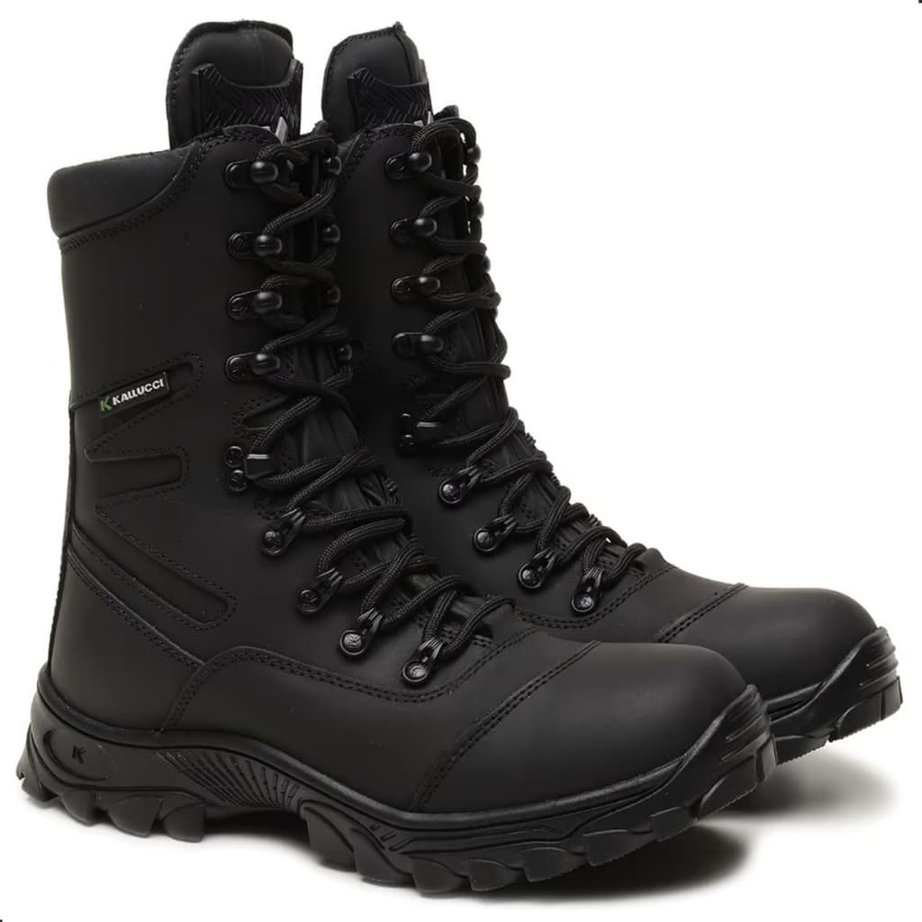 Coturno Tático Militar Kallucci Fusion Couro Legítimo Impermeável Antiderrapante