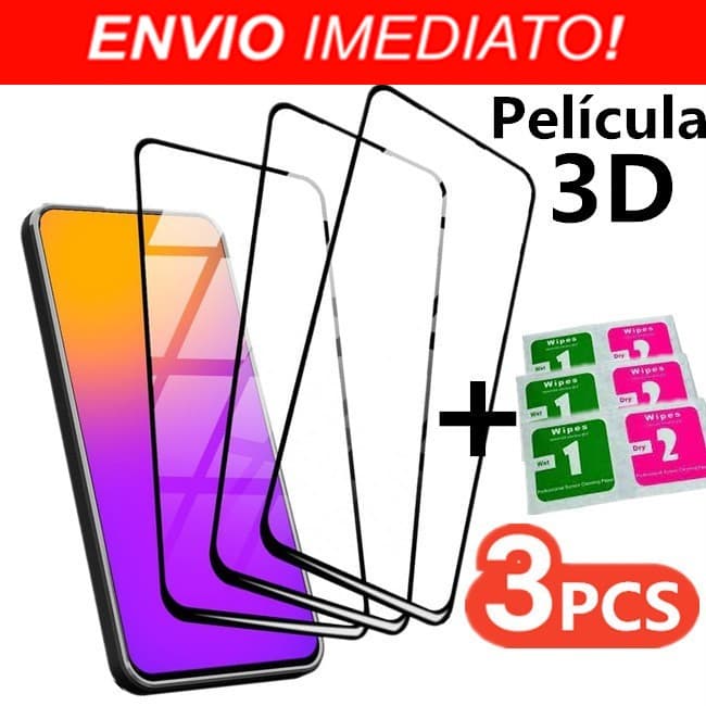 Película de vidro 3D Para Xiaomi Poco X7 PRO Kit com 3 Películas