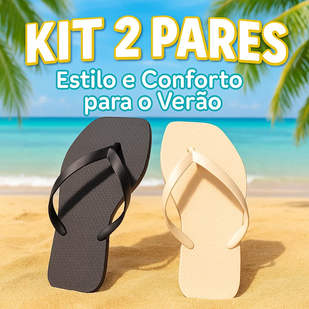 Kit 2 Pares Chinelo Feminino Praia Confortável Leve Antiderrapante Casual