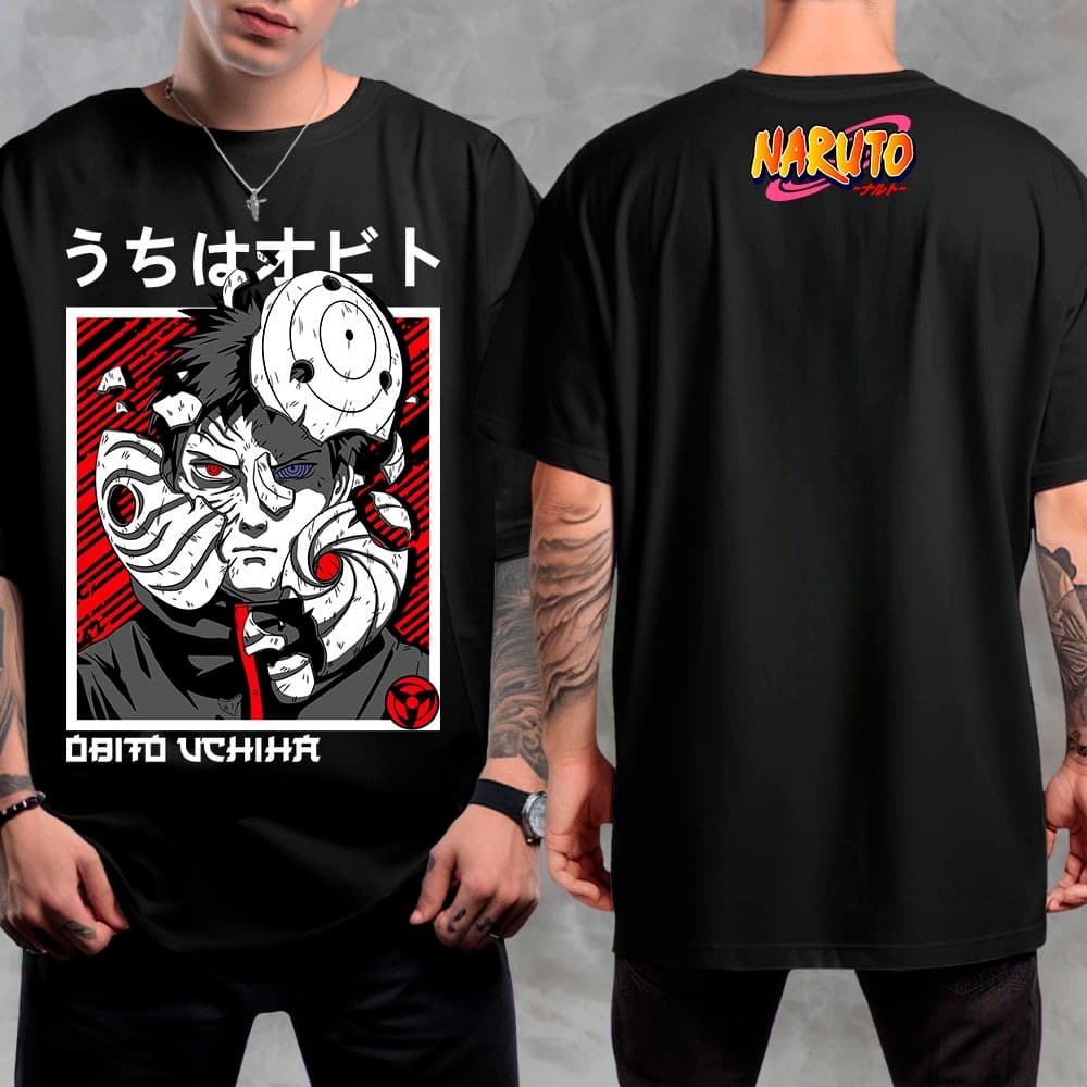 Camiseta Anime Naruto Estampada Obito Tobi Qualidade Maxima Estampa Não Desbota - Envio Rapido