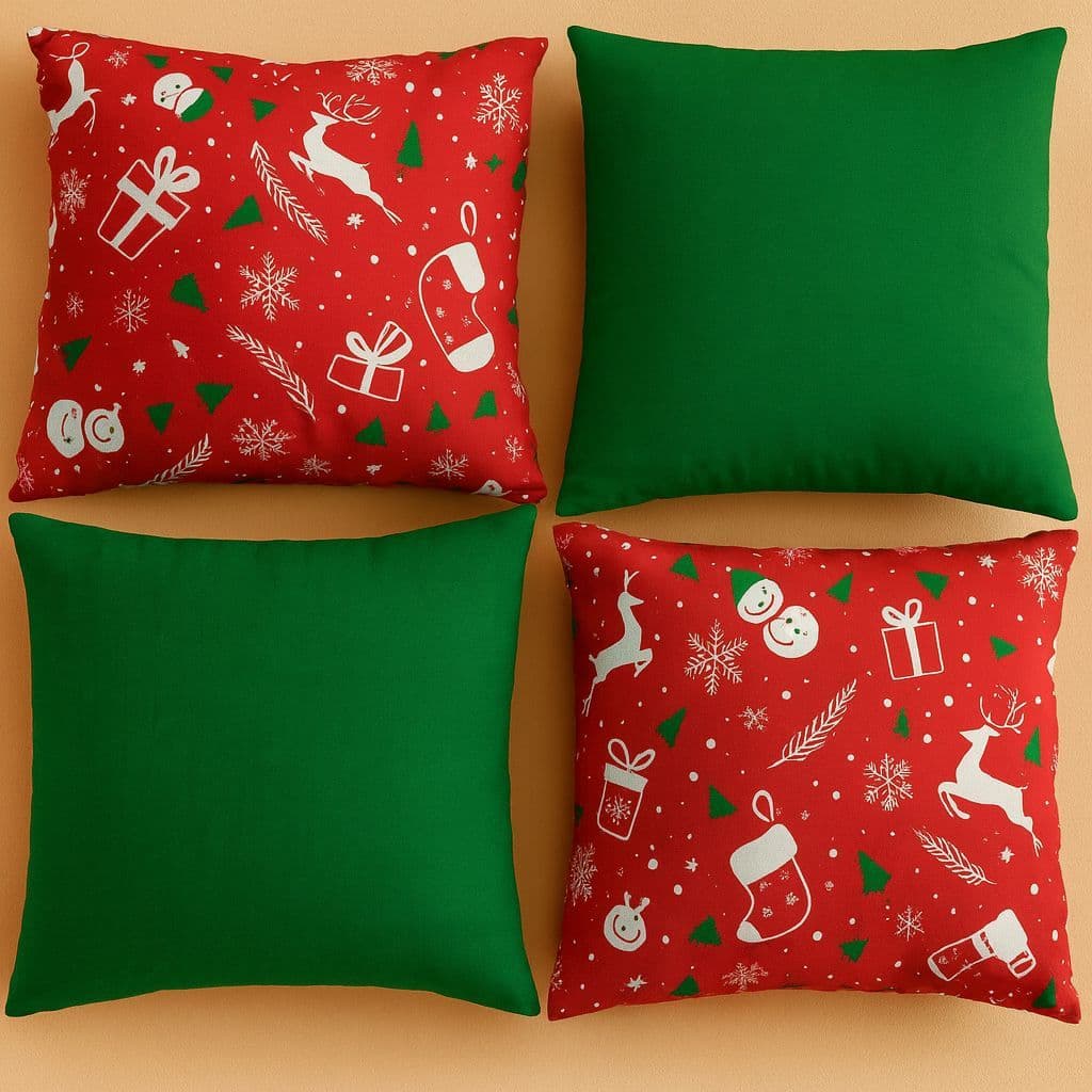 kit 4 Capas de  Almofadas Decorativas 45x45 Estampas  Natalinas  Almofada Poltrona Sofá Sala  Feliz Natal