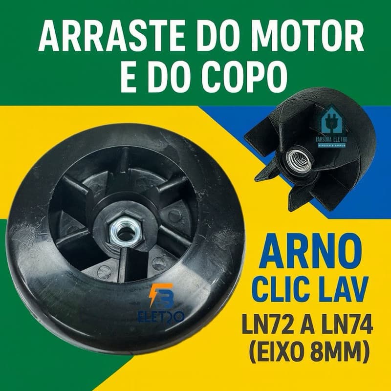 Arraste Motor e do Copo Liquidificador Arno Clic Lav LN72 e LN77