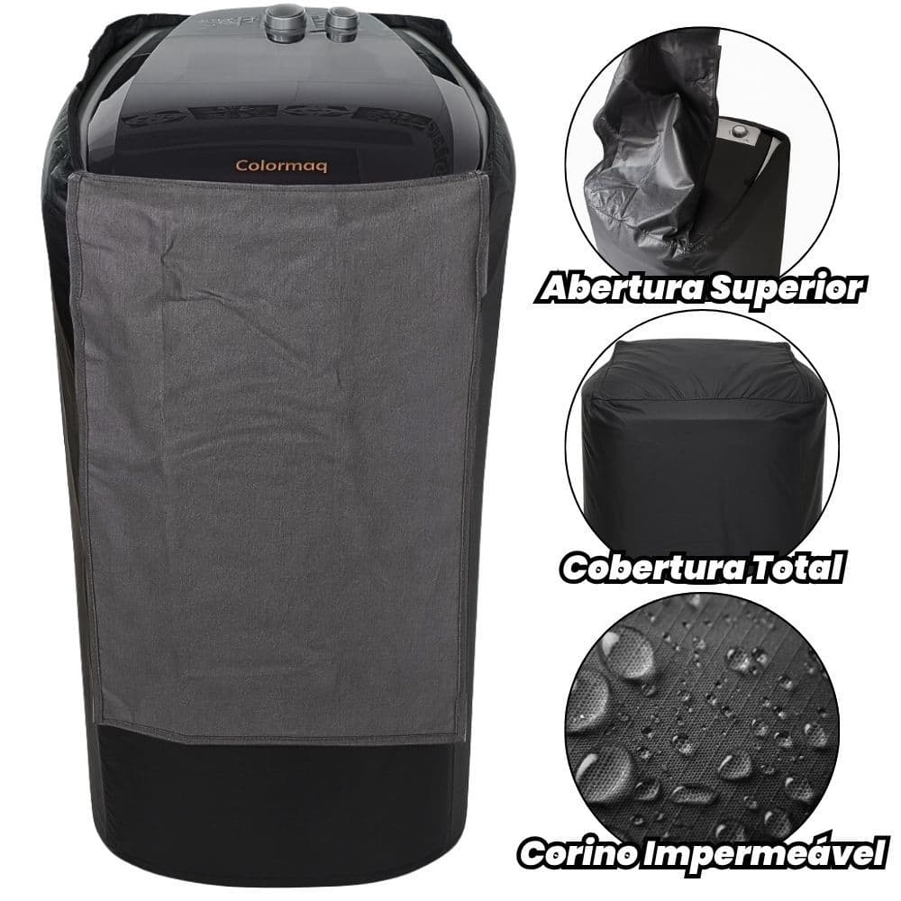 Capa Tanquinho Colormaq Ecomax 20kg Corino Impermeavel Resistente Ziper Reforçada