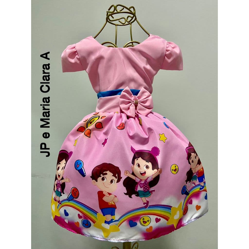 Vestido infantil tematico menina clara aniversario festa