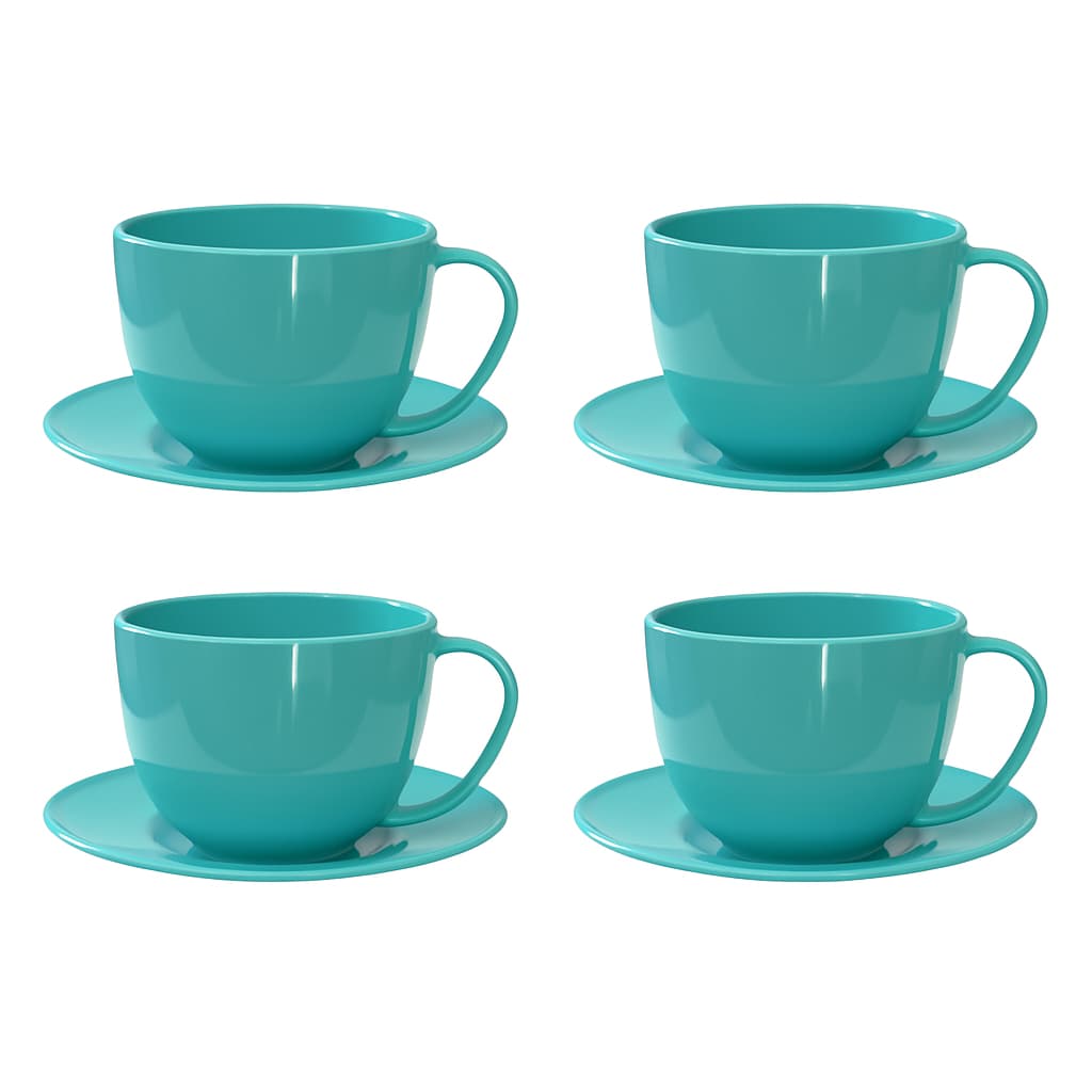 Xícara Com Pires Azul Tiffany 180ml 4 Unidades Cantinho Do Café Cozinha Decoração Lembrancinha