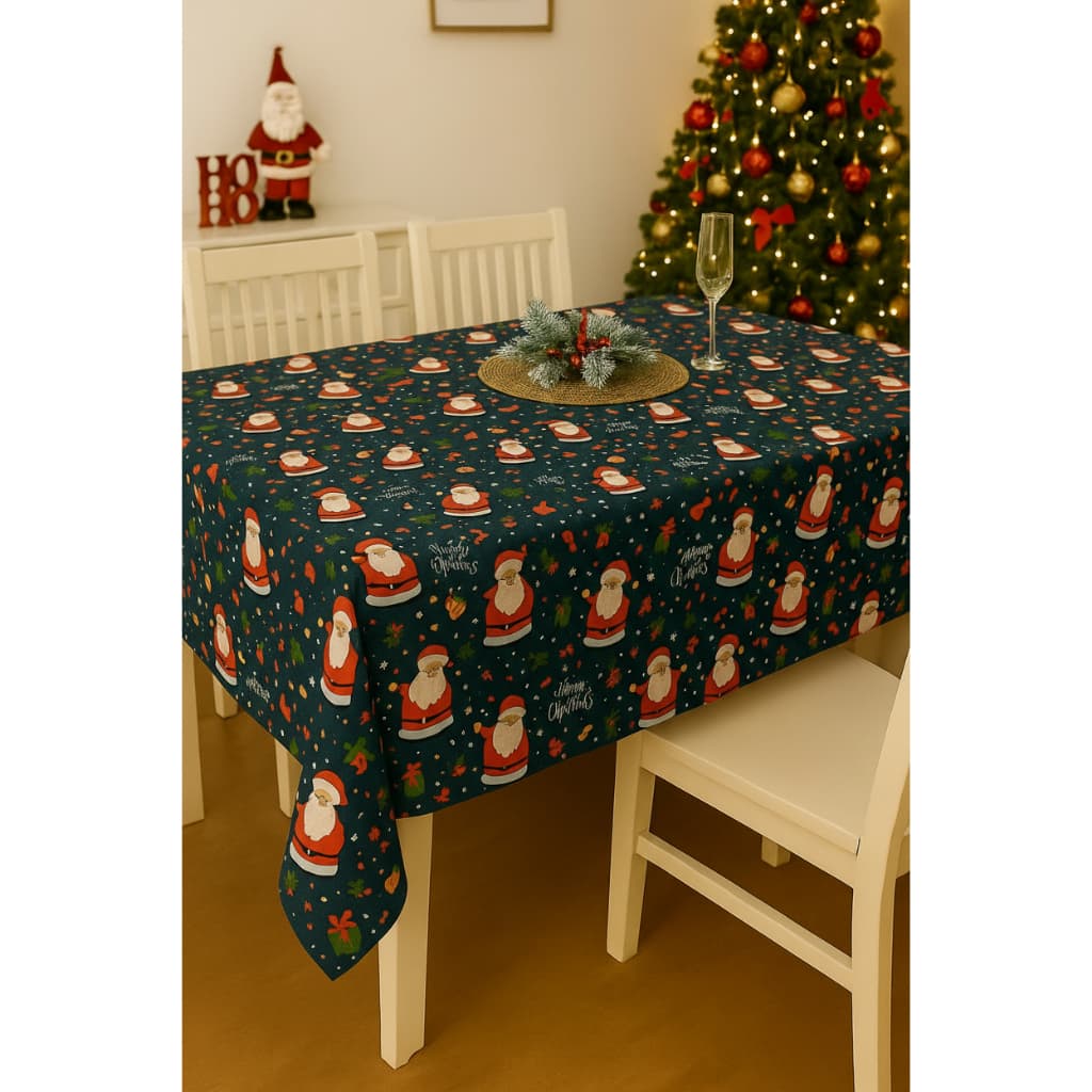 Toalha Mesa Natal 10 Lugares Natalina Estampa Digital Exclusiva Decoração Festas com Bainha