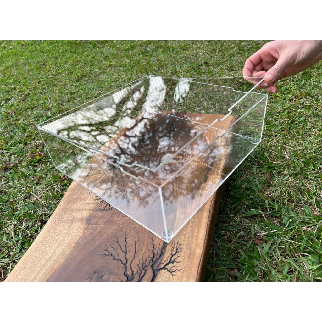 Caixa Acrílica Tampa Flip 40x30x5cm Transparente Resistente