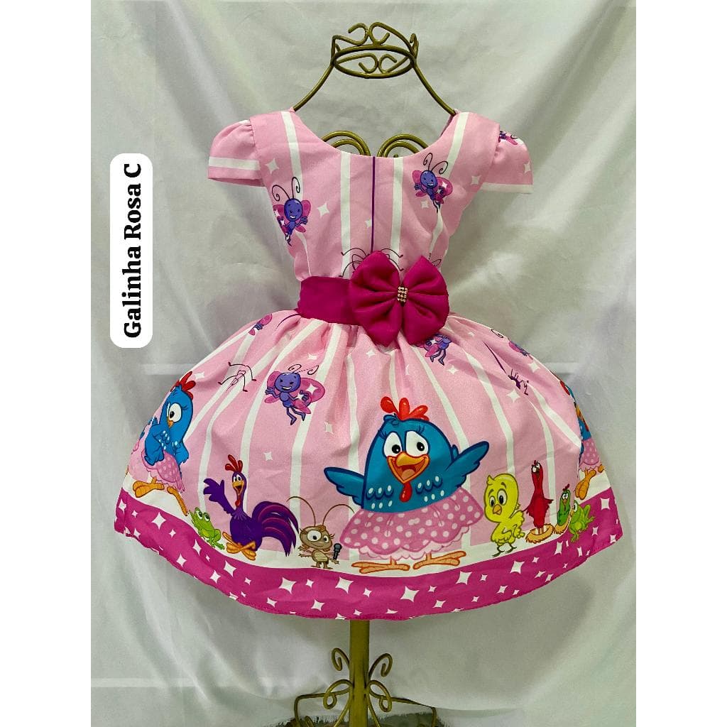 Vestido tematico galinha pintadinha luxo festa aniversario