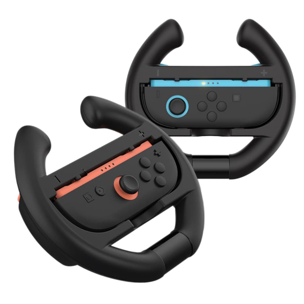 Suporte Mão Par de Controle Volante Grip Preto para Joy-Con do Switch 2 Corrida