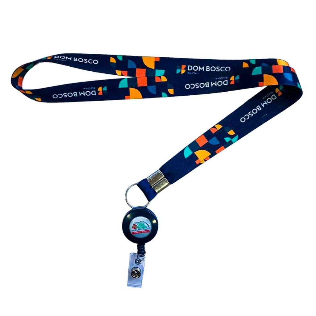 10 Cordões para Crachá 20mm e Roller Clip Personalizados com Protetor de Crachá Transparente